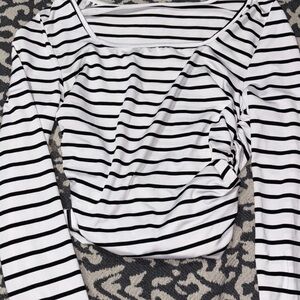 Striped Black and White Women's Top